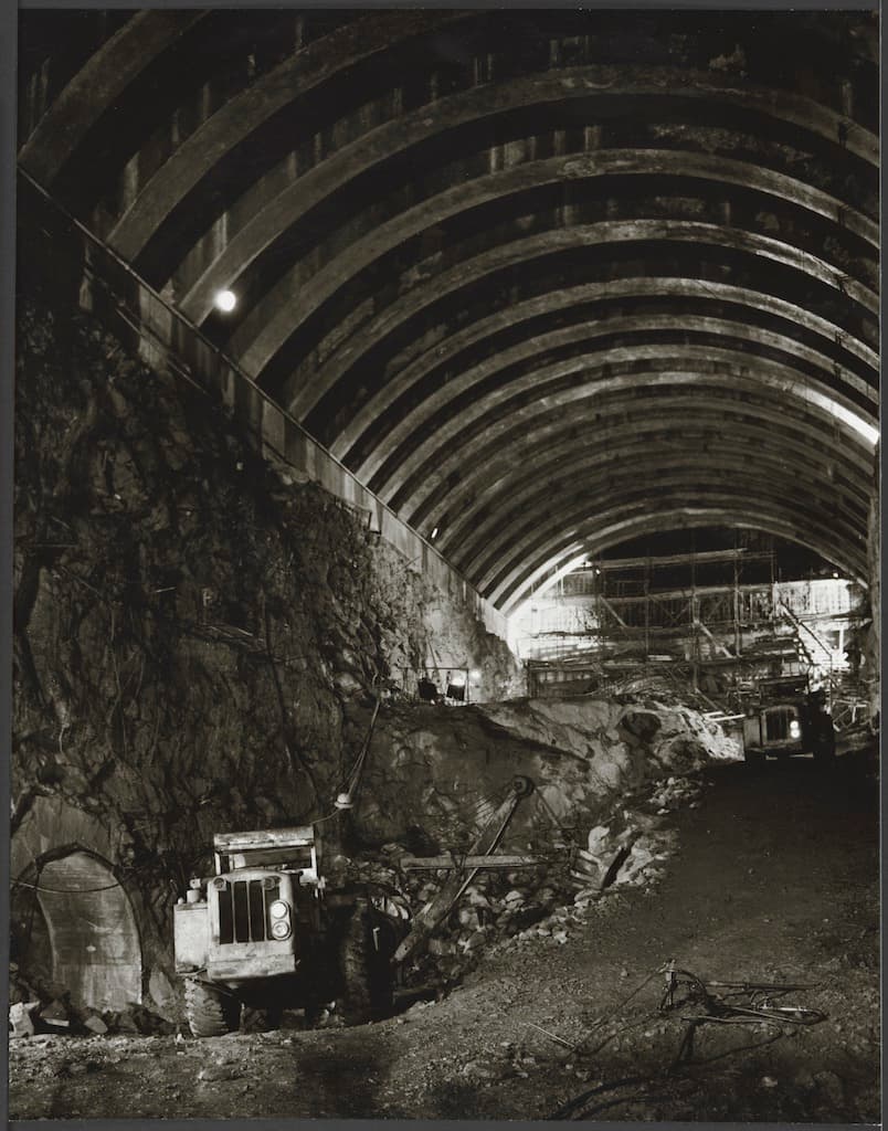 Tunnel construction inside the Snowy Mountains Scheme in 1954